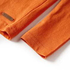 Greatstore Otroška majica z dolgimi rokavi temno oranžna 104