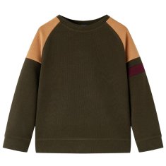 Greatstore Otroški pulover temno kaki in kamelja 92