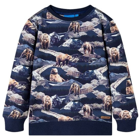 Greatstore Otroški pulover s potiskom medvedkov mornarsko modra 92