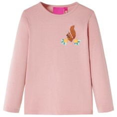 Greatstore Otroška majica z dolgimi rokavi motiv veverice svetlo roza 92