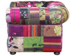 Beliani Prešiti vijolični patchwork oblazinjeni fotelj CHESTERFIELD