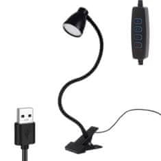 TIMMLUX USB LED namizna svetilka 5W 24LED 3 barve svetlobe s sponko črna