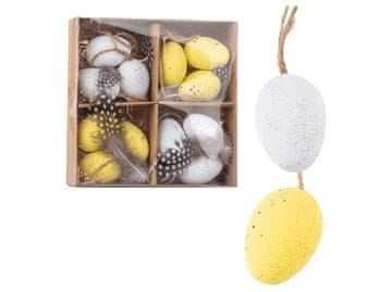 Plastični okraski 12 kosov 50 mm v škatli mešanica, bela, rumena