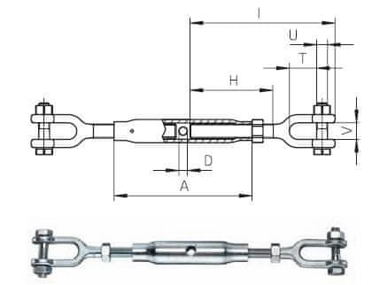 STREFA Napenjalnik DIN 1478 z vilicami M12 ZB / paket 1 kos