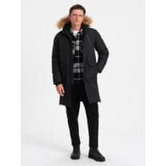 OMBRE Moška zimska bunda s snemljivo krzneno kapuco ALASKAN črna MDN124184 XXL