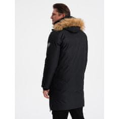 OMBRE Moška zimska bunda s snemljivo krzneno kapuco ALASKAN črna MDN124184 XXL