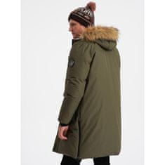 OMBRE Moška zimska jakna z odstranljivo kapuco ALASKAN olivno zelena MDN124185 XL