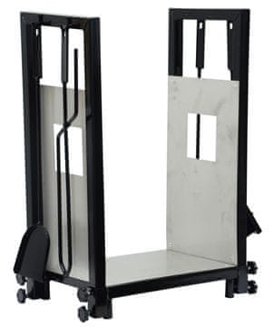 STREFA Košara za kamin z orodjem iz nerjavnega jekla/jeklene pločevine 4-delni komplet