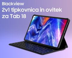 Blackview 2v1 tipkovnica / ovitek za TAB 18, Bluetooth, 64 tipk, baterija, USB-C, stojalo, ultra lahka, črna