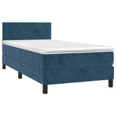 Vidaxl Box spring postelja z vzmetnico temno moder 90x190 cm žamet