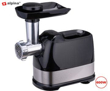 Alpina električni mlinček za meso, 600 W, črno srebrn