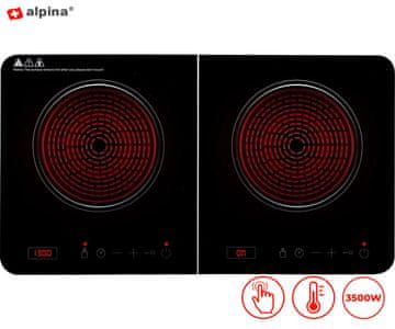 Alpina dvojna prenosna indukcijska plošča, 3500 W