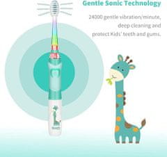 Dexxer Otroška LED električna sonična zobna krtačka zelena + nastavki