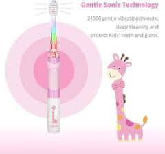 Dexxer Otroška LED električna sonična zobna krtačka roza + nastavki