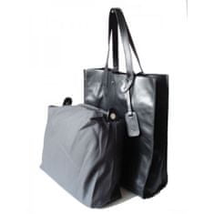 Vera Pelle Torbice torbice za vsak dan črna Shopper Bag Genuine Leather A4