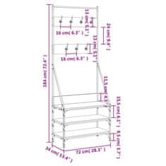 Vidaxl Regal za oblačila s prostorom za čevlje siva sonoma 72x34x184cm