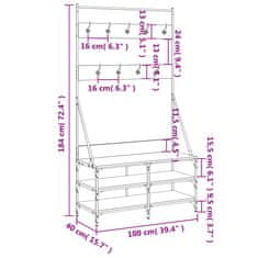 Vidaxl Regal za oblačila s prostorom za čevlje črn 100x40x184 cm