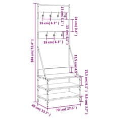 Vidaxl Regal za oblačila s prostorom za čevlje siv sonoma 70x40x184cm