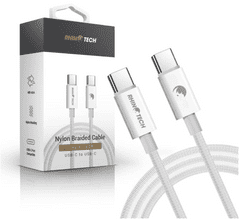RhinoTech kabel z najlonsko pletenico USB-C na USB-C, 60 W 1 m, bel (RTACC384)