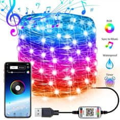 HOME & MARKER® LED luči, Božične luči, Sinhronizacija z glasbo, Vodoodporne, Praznična okrasitev (5 m) | SPARKLED