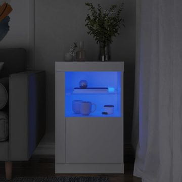 Vidaxl vidaXL Stranska omarica z LED lučjo bela lesena
