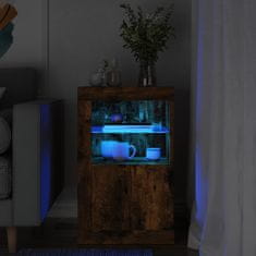 Vidaxl Stranska omarica z LED lučkami dimljen hrast inženirski les