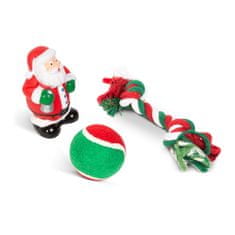Family Božični komplet pasjih igrač - žoga, vrv, Božiček