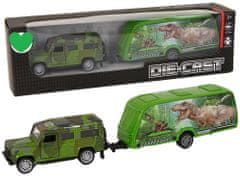 Lean-toys Jeep s prikolico za dinozavra