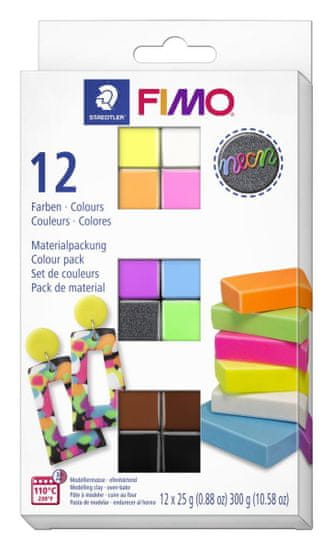 FIMO set 12 barv x 25 g - Neonski učinek