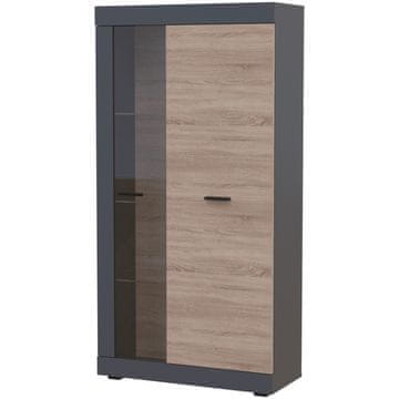 nabbi Dvovratna vitrina Dolin CT - grafit / sonoma hrast