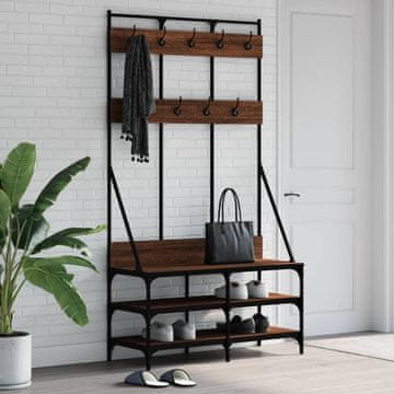 Vidaxl vidaXL Stojalo za oblačila s prostorom za čevlje rjavo hrastovo 100x40x184 cm