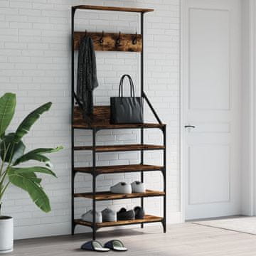 Vidaxl vidaXL Stojalo za oblačila s prostorom za čevlje temno hrastovo 70x34x184 cm