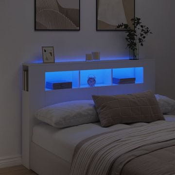 Vidaxl vidaXL Vzglavje postelje z LED lučjo belo 160x18,5x103,5 cm