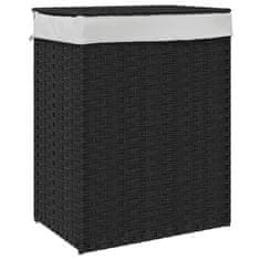 Vidaxl Košara za perilo s pokrovom črna 46x33x60 cm poli ratan