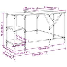 Vidaxl Pisalna miza sonoma hrast 139x139x75 cm inženirski les