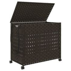 Vidaxl Košara za perilo s kolesi temno rjava 66x35x60 cm ratan