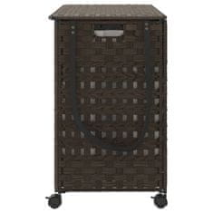 Vidaxl Košara za perilo s kolesi temno rjava 66x35x60 cm ratan