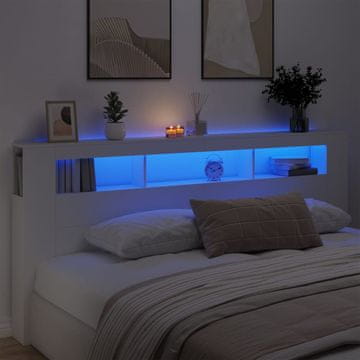 Vidaxl vidaXL Vzglavje postelje z LED belo 220x18,5x103,5 cm
