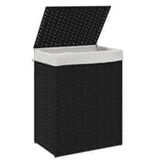 Vidaxl Košara za perilo s pokrovom črna 46x33x60 cm poli ratan
