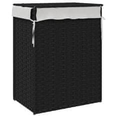 Vidaxl Košara za perilo s pokrovom črna 46x33x60 cm poli ratan