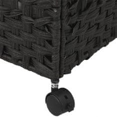Vidaxl Košara za perilo s kolesi črna 66x35x60 cm ratan
