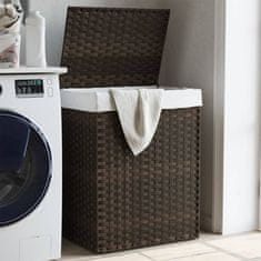 Vidaxl Košara za perilo s pokrovom temno rjava 46x33x60 cm poli ratan
