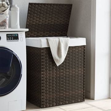 Vidaxl vidaXL Koš za perilo s pokrovom temno rjave barve 46x33x60 cm poli ratan