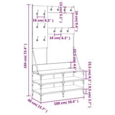 Vidaxl Regal za oblačila s prostorom za čevlje son. hrast 100x40x184cm