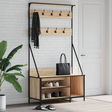 Vidaxl vidaXL Obešalnik za plašče s prostorom za čevlje sonoma hrast 100x41x184 cm
