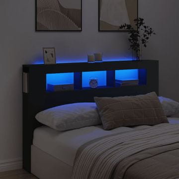 Vidaxl vidaXL Vzglavje postelje z LED osvetlitvijo, črno, 160x18,5x103,5 cm