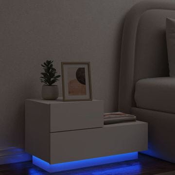 Vidaxl vidaXL Nočna omarica z LED lučko bela 70x36x40,5 cm