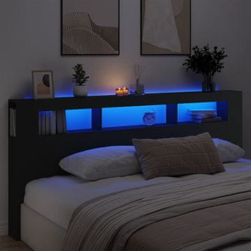 Vidaxl vidaXL Vzglavje postelje z LED osvetlitvijo, črno, 220 x 18,5 x 103,5 cm