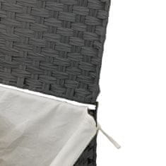 Greatstore Košara za perilo s pokrovom siva 46x33x60 cm poli ratan