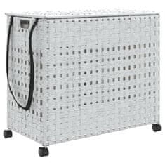 Vidaxl Košara za perilo s kolesi bela 66x35x60 cm ratan